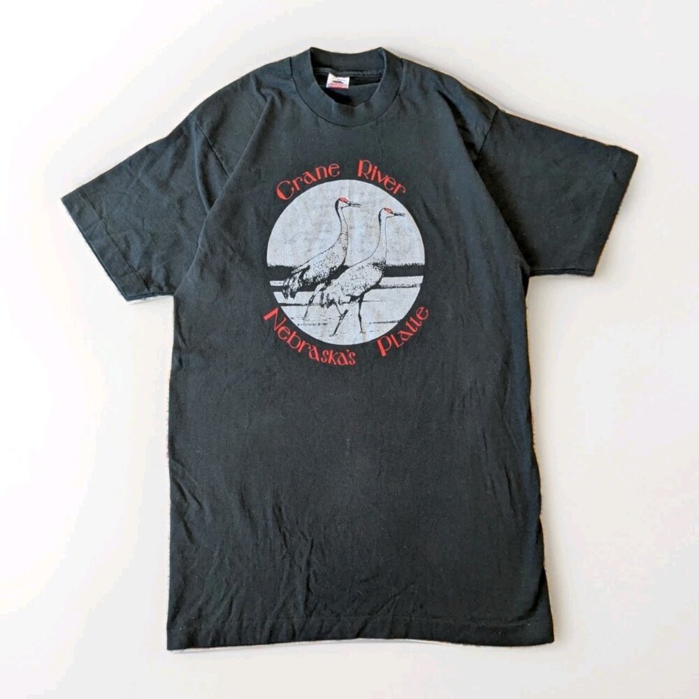 Vintage 80s Crane River Nebraska Platte Sandhill T-Shirt Sz L Single-Stitch USA